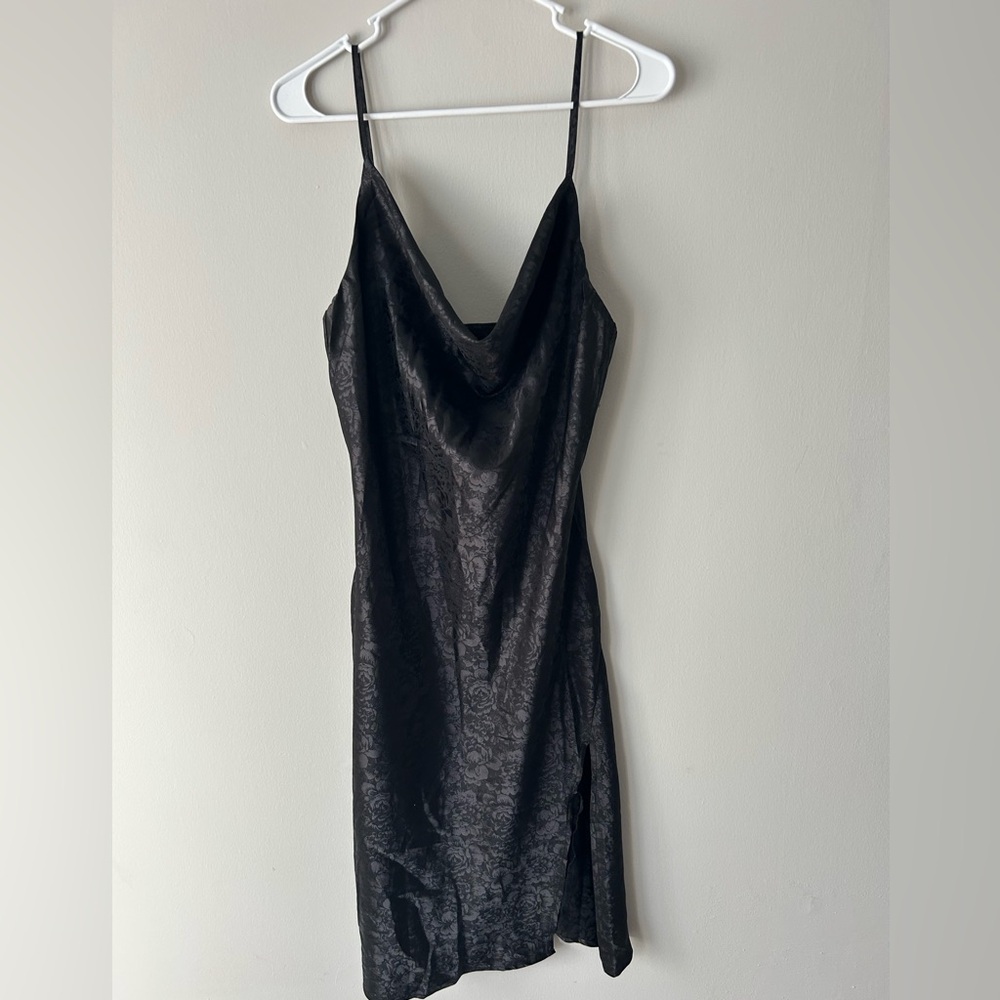 Kittenish Black coral Mini Dress with leg slit